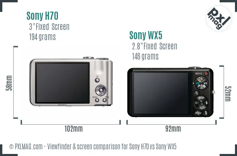 Sony H70 vs Sony WX5 Screen and Viewfinder comparison