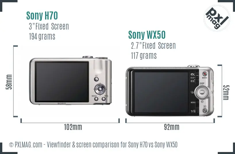 Sony H70 vs Sony WX50 Screen and Viewfinder comparison