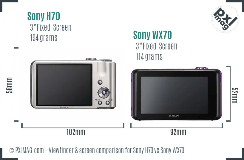Sony H70 vs Sony WX70 Screen and Viewfinder comparison