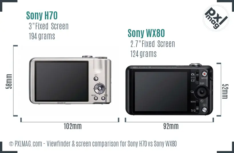 Sony H70 vs Sony WX80 Screen and Viewfinder comparison