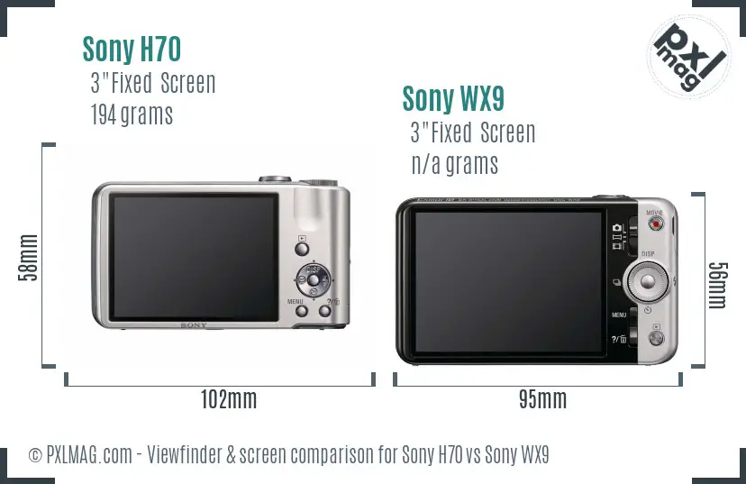 Sony H70 vs Sony WX9 Screen and Viewfinder comparison