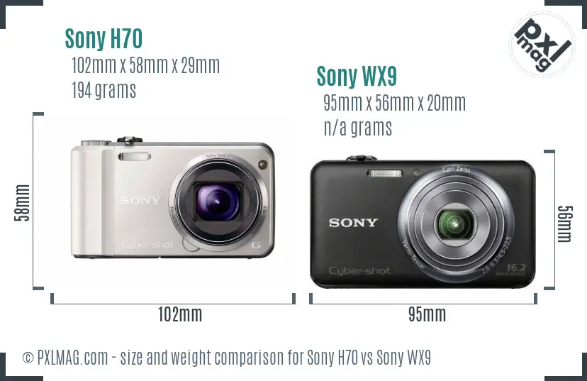 Sony H70 vs Sony WX9 size comparison