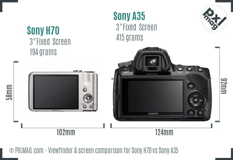 Sony H70 vs Sony A35 Screen and Viewfinder comparison