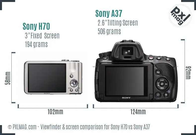 Sony H70 vs Sony A37 Screen and Viewfinder comparison