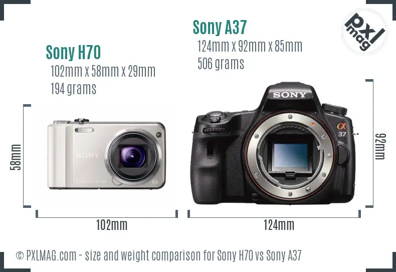 Sony H70 vs Sony A37 size comparison