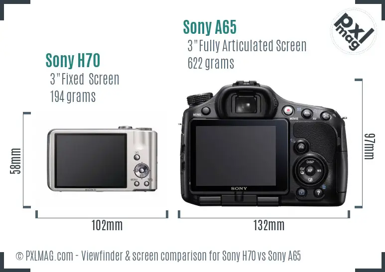 Sony H70 vs Sony A65 Screen and Viewfinder comparison