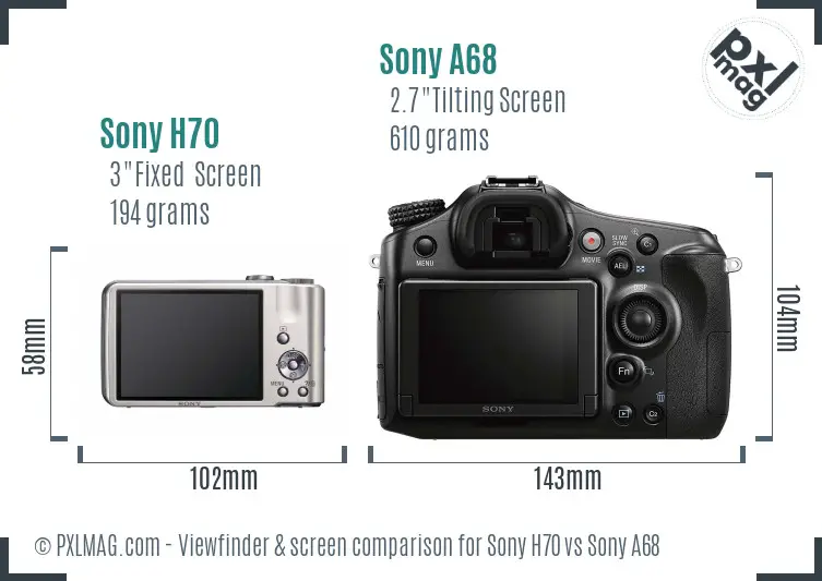 Sony H70 vs Sony A68 Screen and Viewfinder comparison
