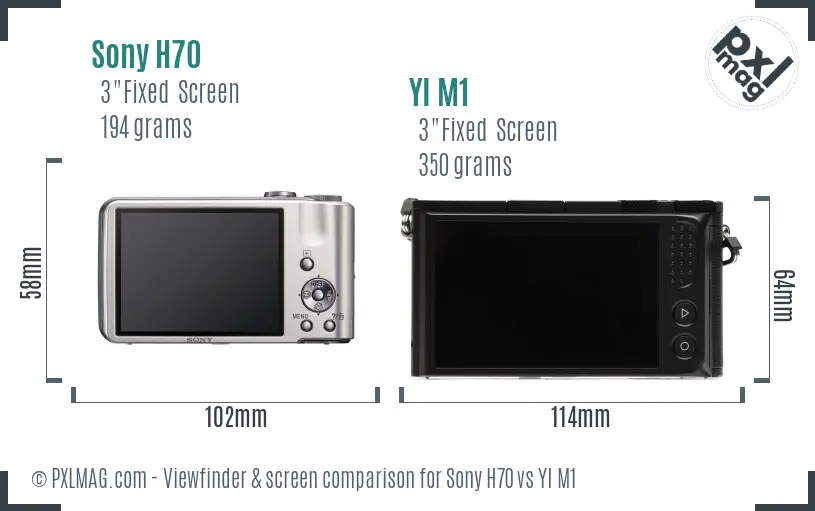 Sony H70 vs YI M1 Screen and Viewfinder comparison