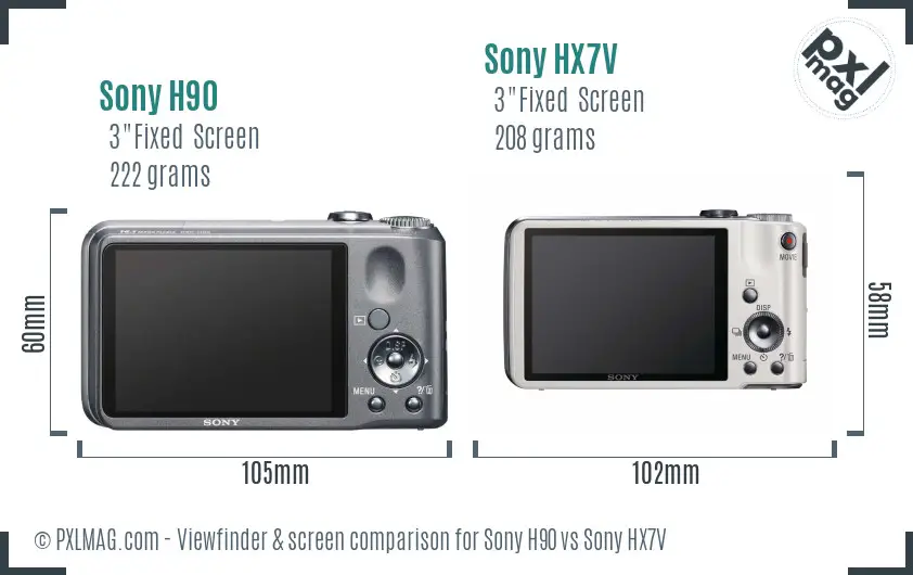 Sony H90 vs Sony HX7V Screen and Viewfinder comparison