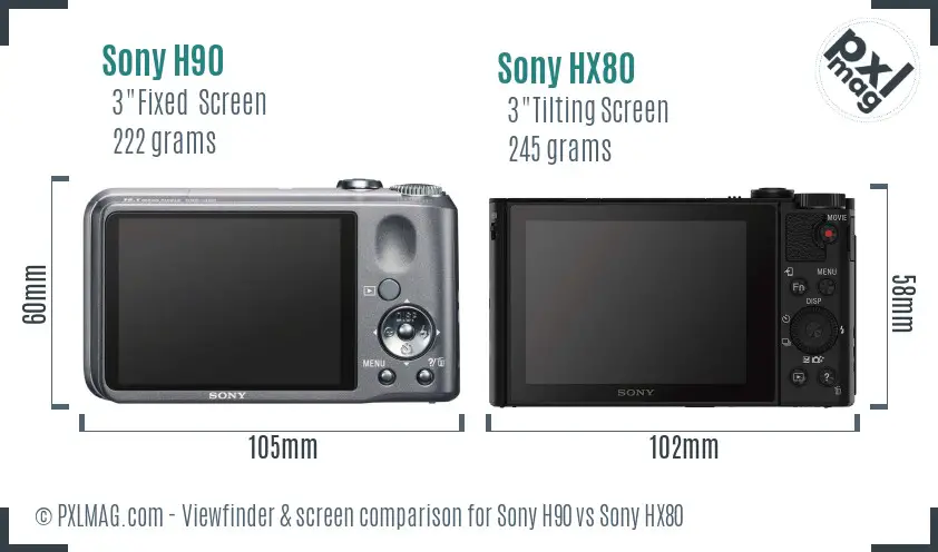 Sony H90 vs Sony HX80 Screen and Viewfinder comparison