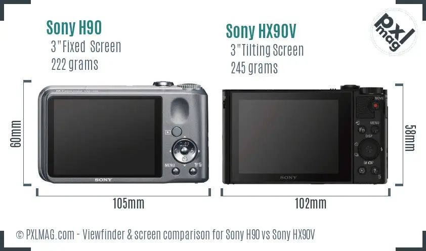 Sony H90 vs Sony HX90V Screen and Viewfinder comparison