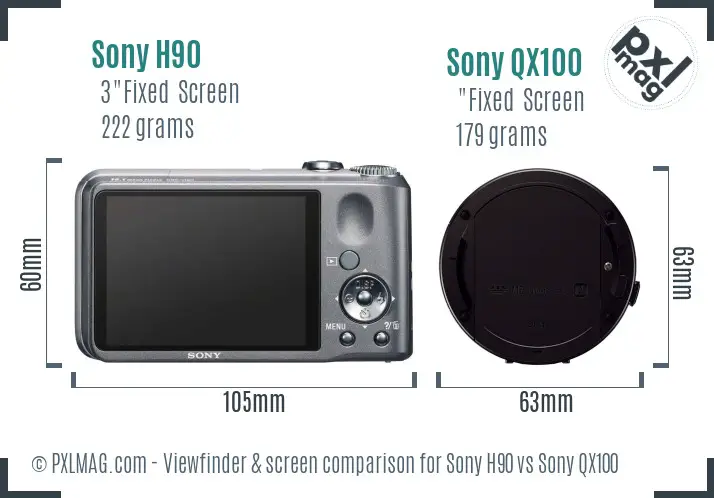 Sony H90 vs Sony QX100 Screen and Viewfinder comparison