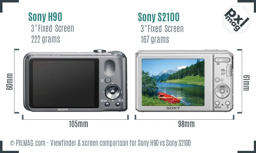 Sony H90 vs Sony S2100 Screen and Viewfinder comparison