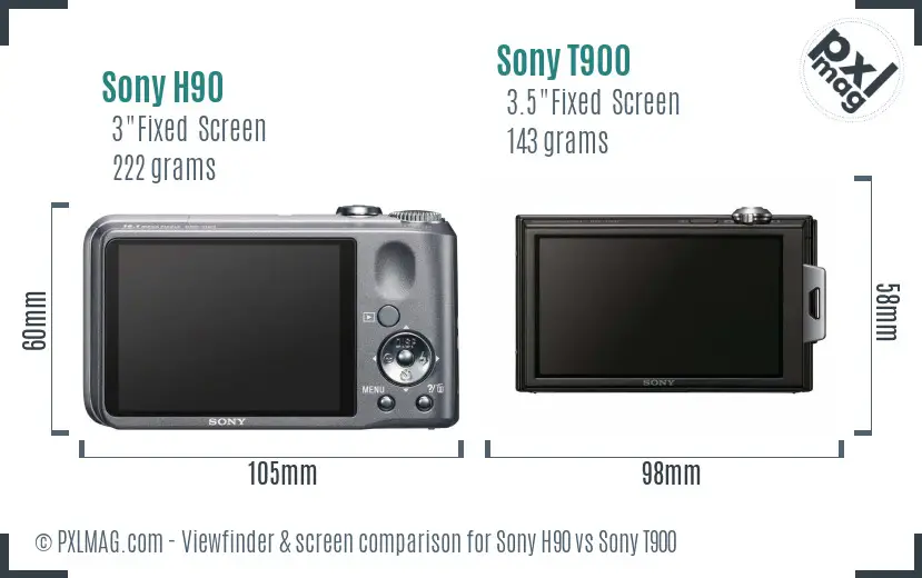Sony H90 vs Sony T900 Screen and Viewfinder comparison