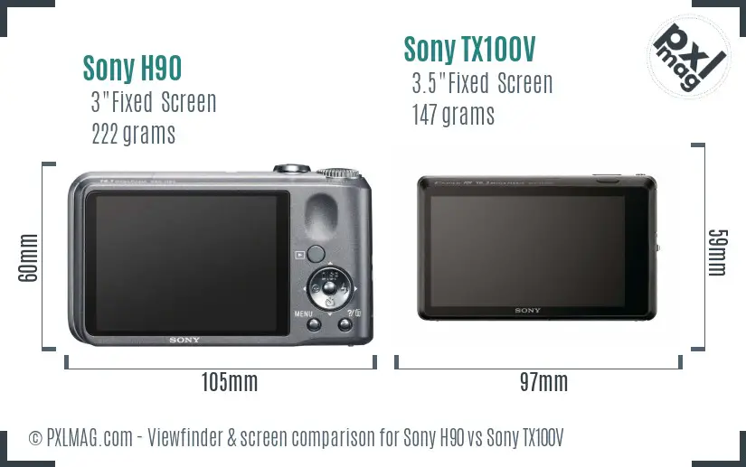 Sony H90 vs Sony TX100V Screen and Viewfinder comparison