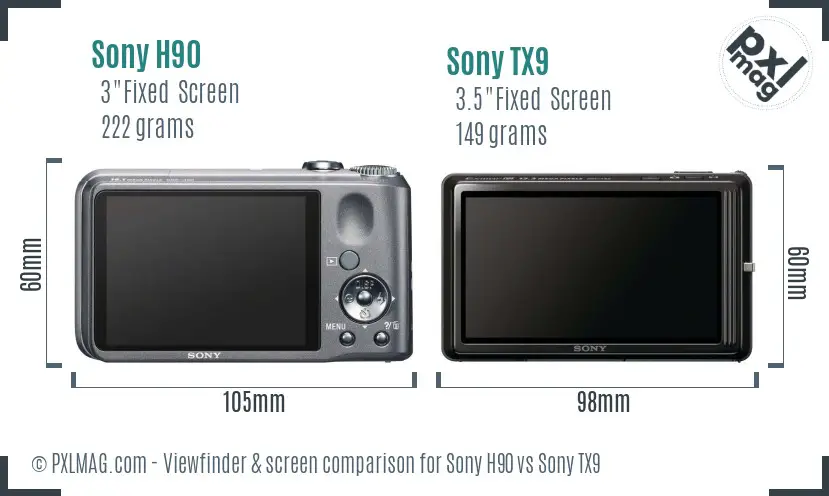 Sony H90 vs Sony TX9 Screen and Viewfinder comparison