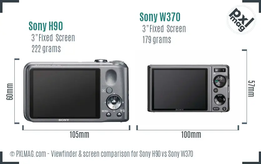 Sony H90 vs Sony W370 Screen and Viewfinder comparison