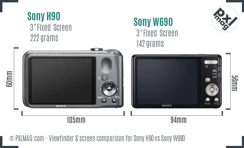 Sony H90 vs Sony W690 Screen and Viewfinder comparison