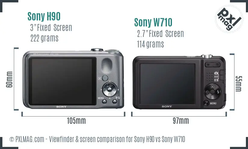 Sony H90 vs Sony W710 Screen and Viewfinder comparison