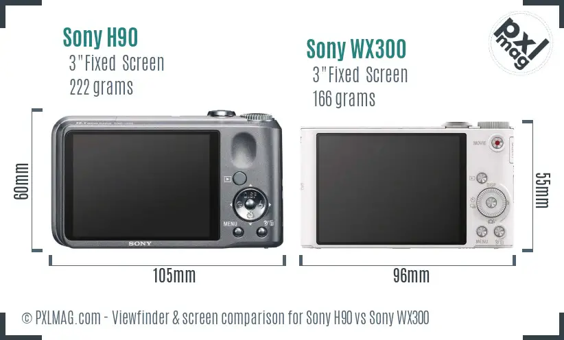 Sony H90 vs Sony WX300 Screen and Viewfinder comparison