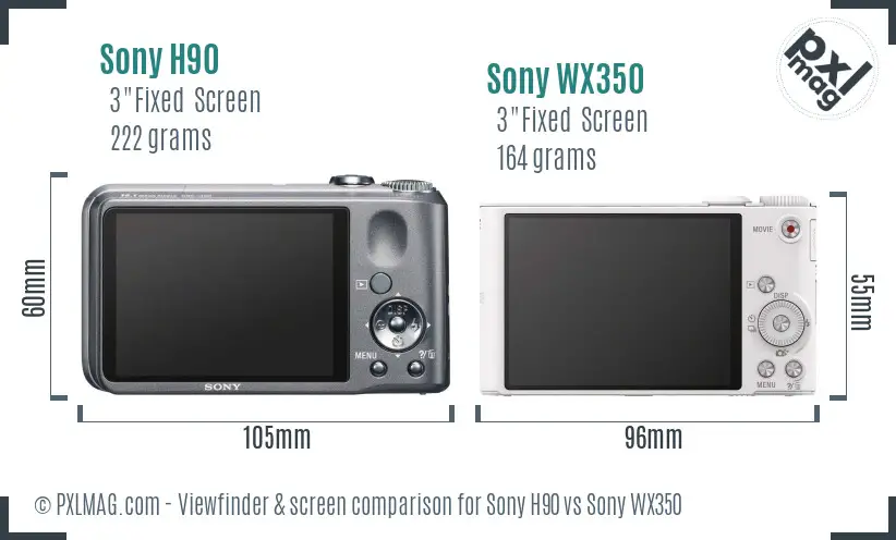 Sony H90 vs Sony WX350 Screen and Viewfinder comparison