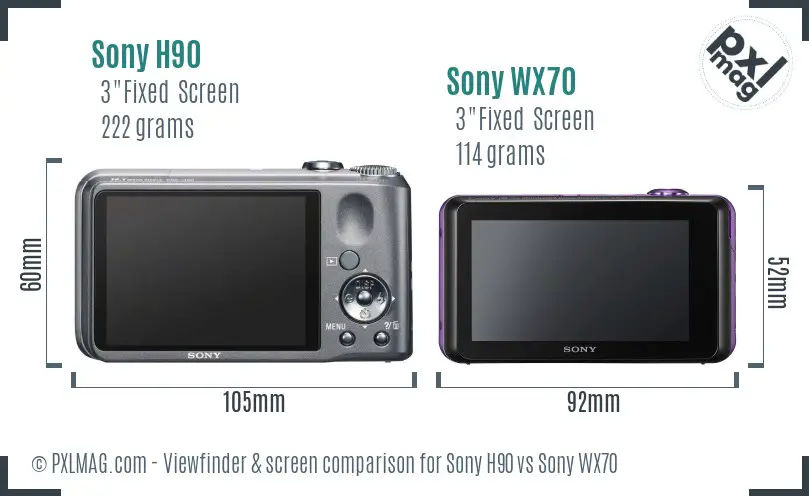 Sony H90 vs Sony WX70 Screen and Viewfinder comparison
