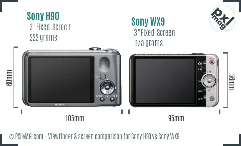 Sony H90 vs Sony WX9 Screen and Viewfinder comparison