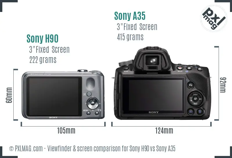 Sony H90 vs Sony A35 Screen and Viewfinder comparison