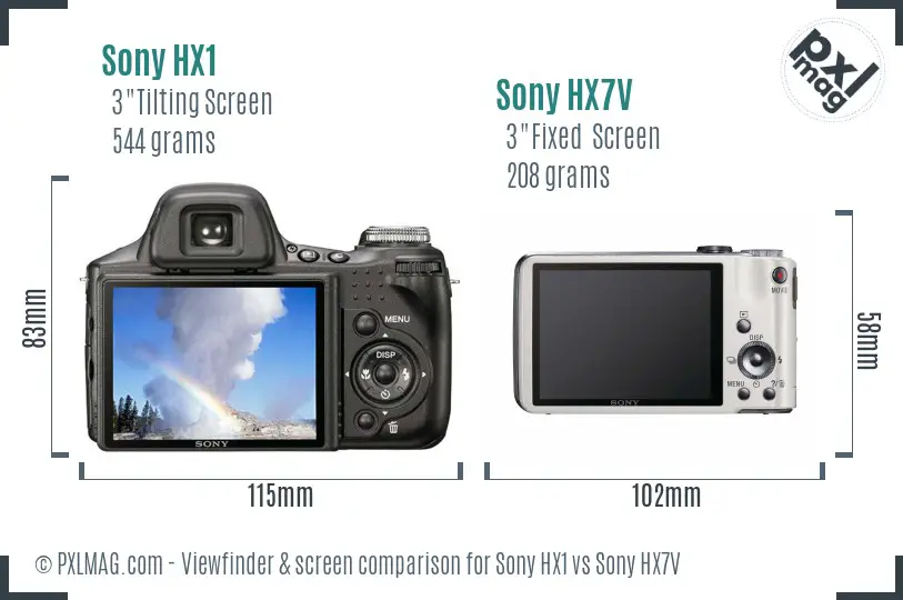 Sony HX1 vs Sony HX7V Screen and Viewfinder comparison