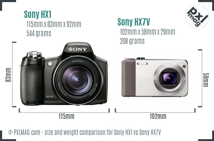 Sony HX1 vs Sony HX7V size comparison