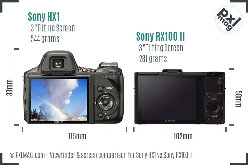 Sony HX1 vs Sony RX100 II Screen and Viewfinder comparison