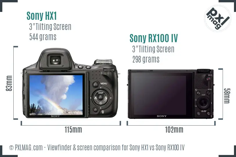 Sony HX1 vs Sony RX100 IV Screen and Viewfinder comparison
