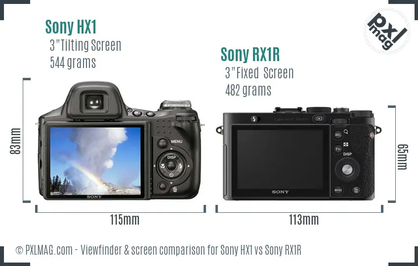 Sony HX1 vs Sony RX1R Screen and Viewfinder comparison