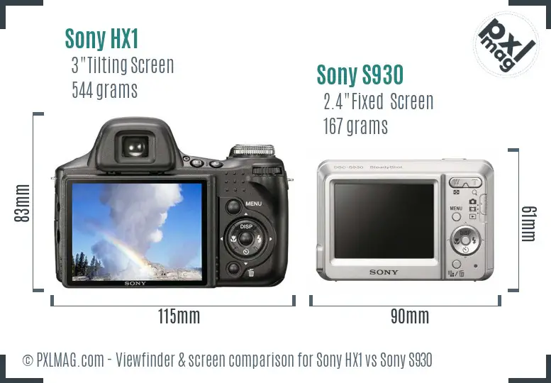 Sony HX1 vs Sony S930 Screen and Viewfinder comparison