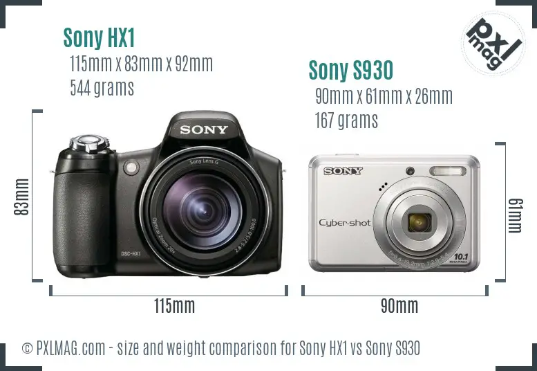 Sony HX1 vs Sony S930 size comparison
