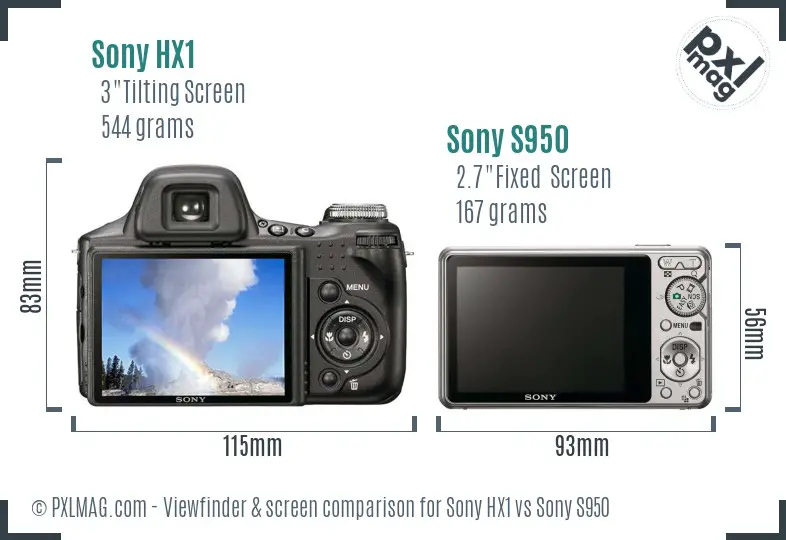 Sony HX1 vs Sony S950 Screen and Viewfinder comparison