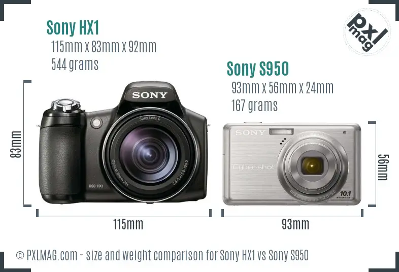 Sony HX1 vs Sony S950 size comparison