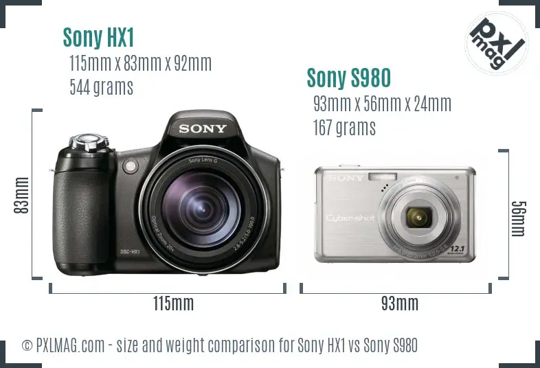 Sony HX1 vs Sony S980 size comparison