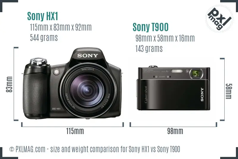 Sony HX1 vs Sony T900 size comparison