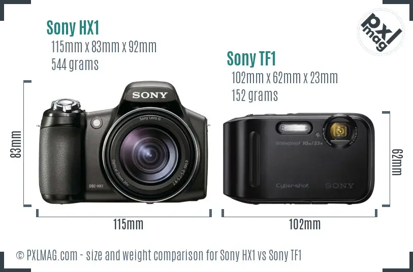 Sony HX1 vs Sony TF1 size comparison