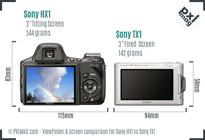 Sony HX1 vs Sony TX1 Screen and Viewfinder comparison