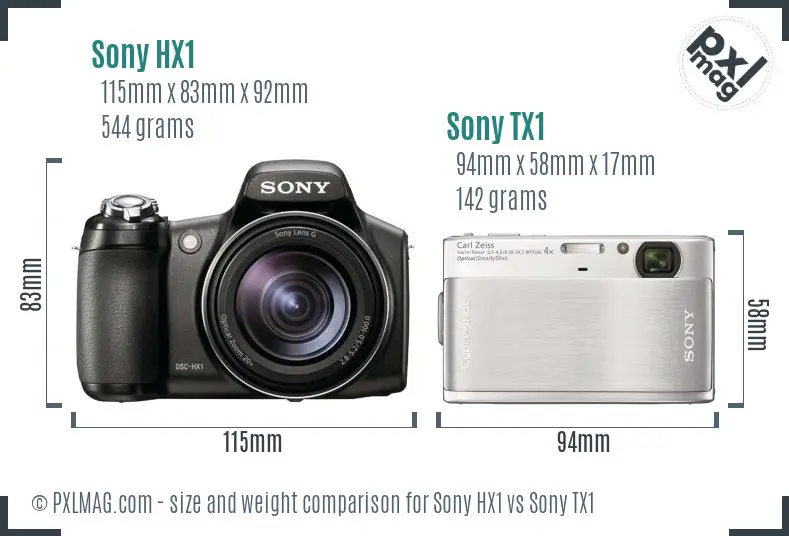 Sony HX1 vs Sony TX1 size comparison