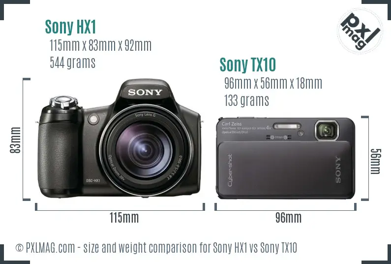 Sony HX1 vs Sony TX10 size comparison