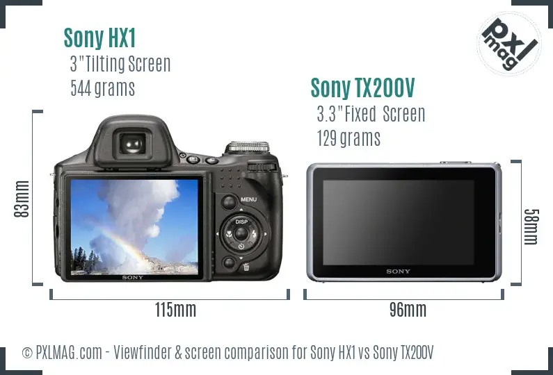 Sony HX1 vs Sony TX200V Screen and Viewfinder comparison