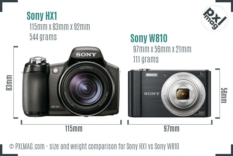 Sony HX1 vs Sony W810 size comparison
