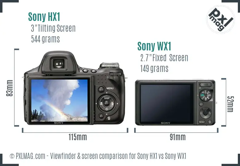 Sony HX1 vs Sony WX1 Screen and Viewfinder comparison