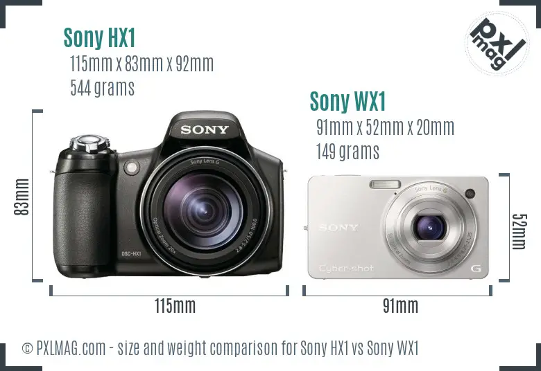Sony HX1 vs Sony WX1 size comparison