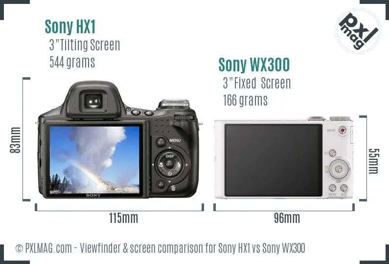Sony HX1 vs Sony WX300 Screen and Viewfinder comparison