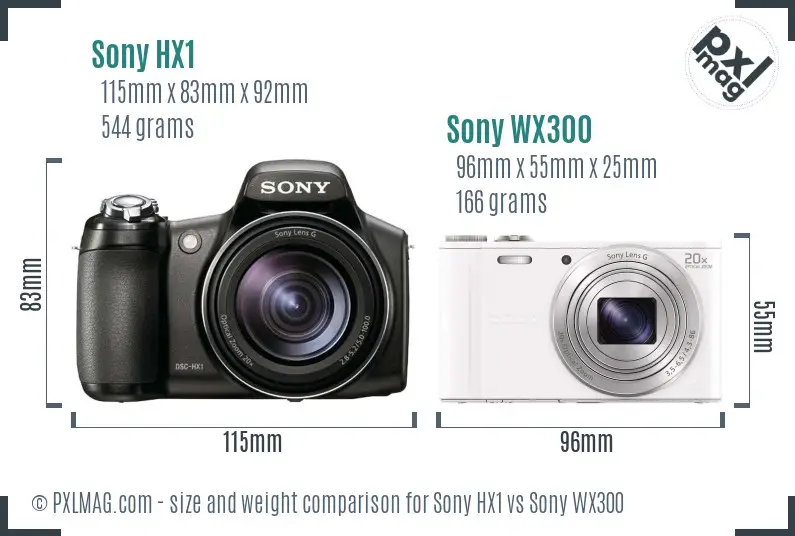 Sony HX1 vs Sony WX300 size comparison