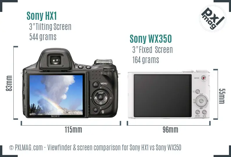 Sony HX1 vs Sony WX350 Screen and Viewfinder comparison